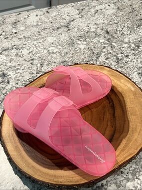 Women’s Pink Double-Strap Jelly Slide Sandals